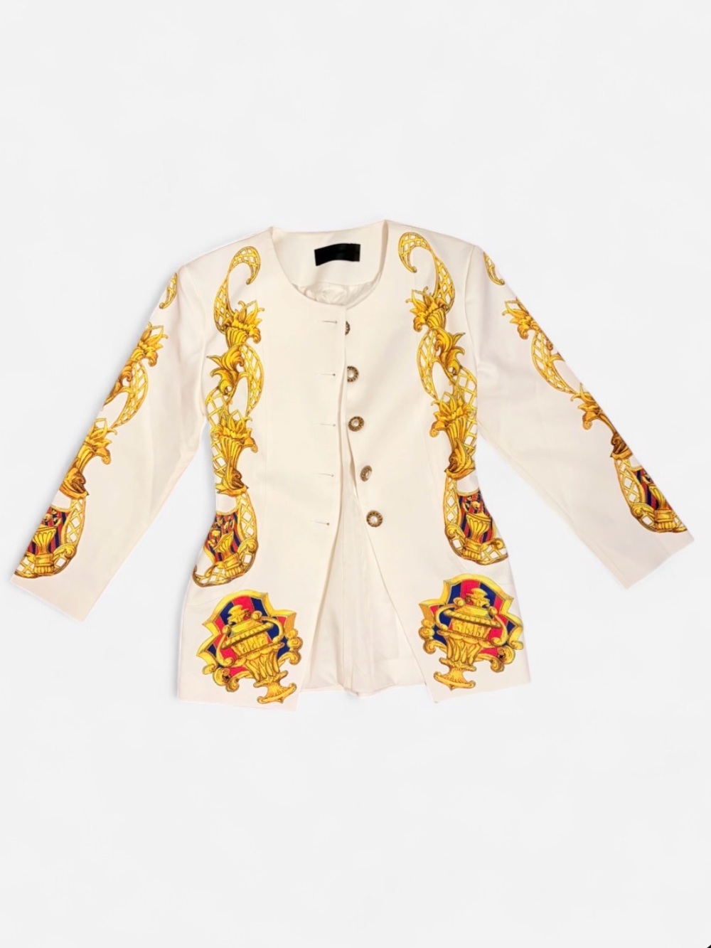 Stylenanda Korean Rare Cream/ White Gold Filigree Graphic Tailored Blazer Medium